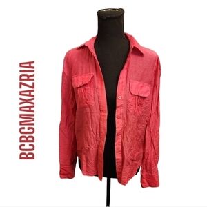 BCBGMAXAZRIA Womans hot Pink silk blend casual top size xs